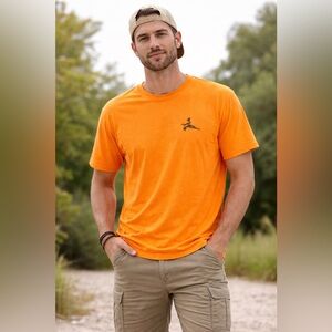 Poncho Outdoors Orange Graphic Short Sleeve T-Shirt Men’s Size Large